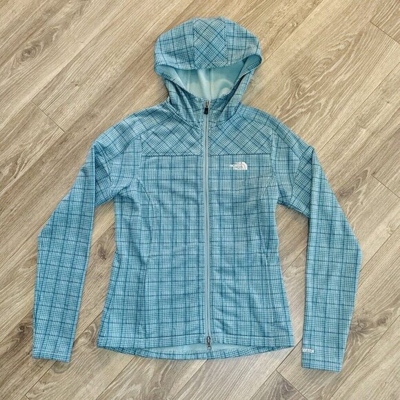 THE NORTH FACE Women TKA Stretch Hooded Fleece Cardigan Jumper Size XS Turquoise - Picture 1 of 14